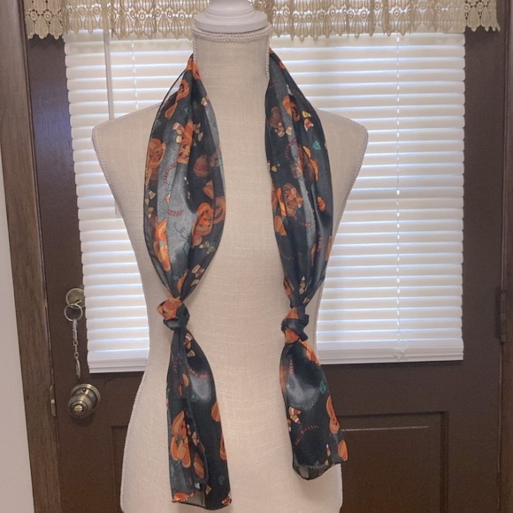 Halloween Theme Striped Pumpkin Pattern Scarf, Si… - image 7